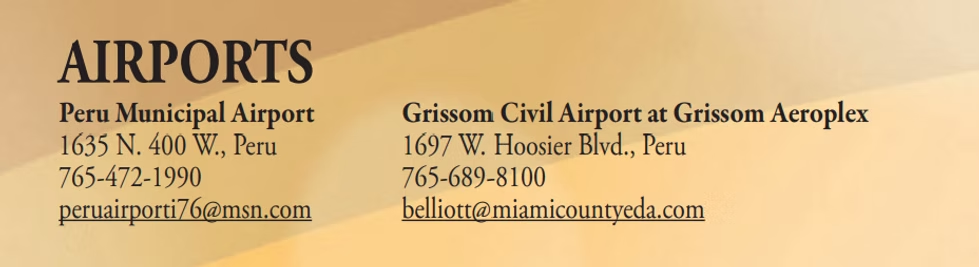 Airports Guide, Miami County, Indiana